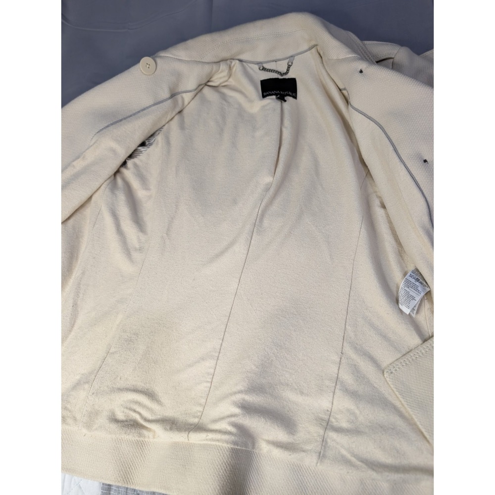 Banana Republic Ivory Moto Jacket Womens S Cotton Knit Structured Career NO Belt - Picture 6 of 12